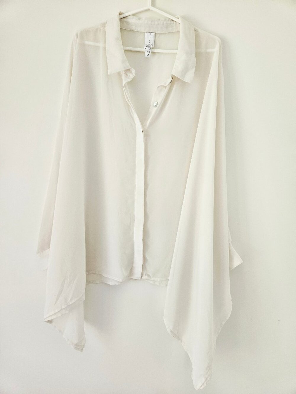 White Oversized Button Down Women's Sheer Blouse Size 3X